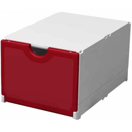 casier de rangement plastique façade rouge