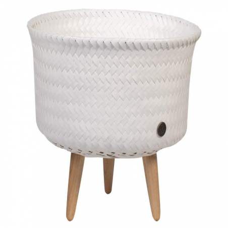 Cache pot sur pied moyen blanc